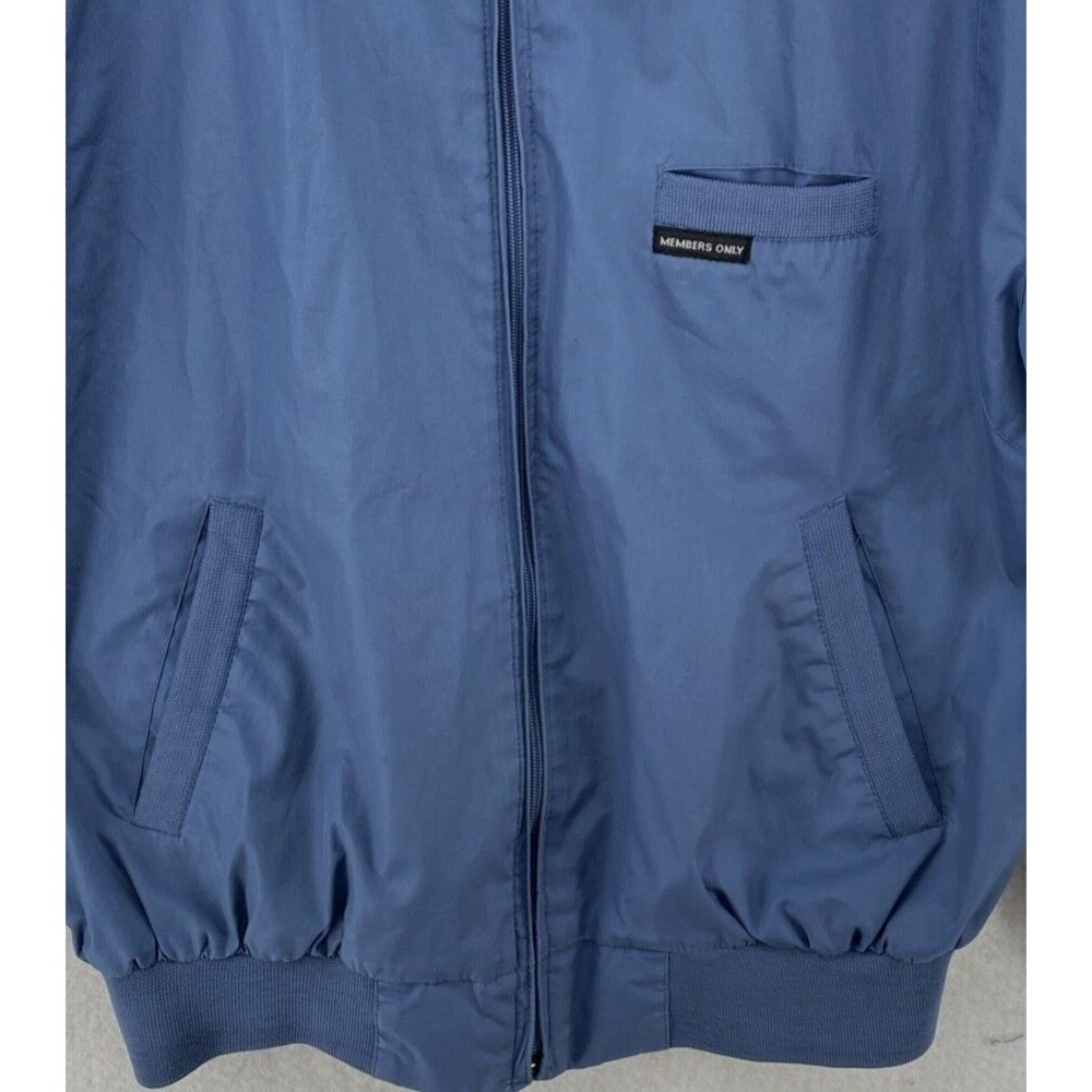 Members Only Jacket Mens 42 Large 4 Blue Bomber Full Zip Outdoors Vintage - Picture 8 of 11
